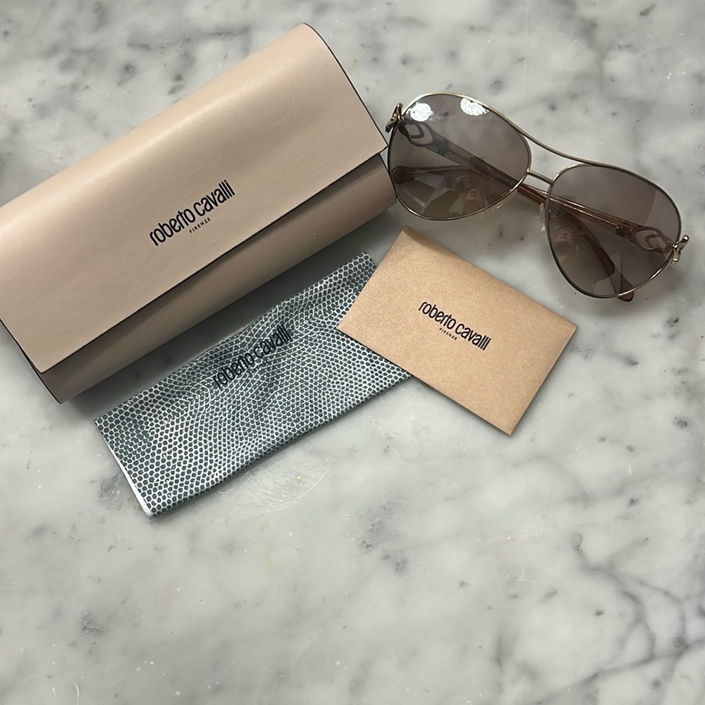 Roberto Cavalli Gold Aviator Sunglasses NEW